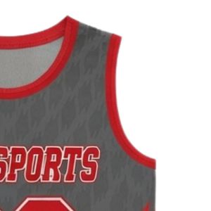 Unisex Gray Red Lacrosse Tank Jersey Polyester <b>Athletic</b> Fit Lightweight Sports Uniform Team Training Apparel - Product Image 5
