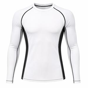 Camiseta de compresión de manga larga para hombre, a la moda, hecha a medida, de ajuste ceñido, de secado rápido, transpirable, con cuello redondo, deportiva, de punto, lisa, para uso activo. - Product Image 5