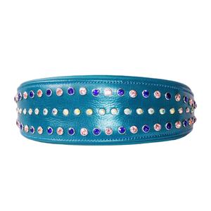 Vente en gros de nouveau design collier de chien en cuir véritable perles de cristal multicolores boucle en laiton doré motif animal de compagnie sûr - Product Image 1