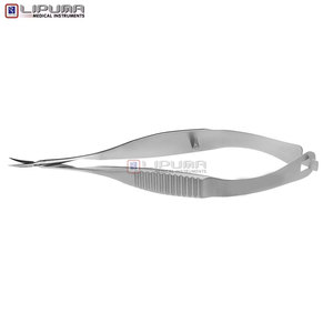 เครื่องมือแพทย์สำหรับจักษุวิทยา VANNAS กรรไกรผ่าตัดแบบโค้งขนาด 3.2 นิ้ว 8 ซม. ใบมีดสั้นสำหรับการผ่าแคปซูล ด้ามจับแบน ปลายแหลมคม - Product Image 2