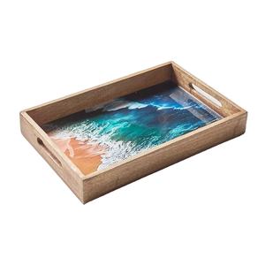 Plateau de service rectangulaire de luxe antique Woodeen Assiette de charge élégante en matériau PP Vente directe en usine-Commande minimum 100 pièces - Product Image 1