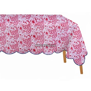 Mantel Rectangular con Borde Festoneado, 100% Algodón, Estampado Floral a Mano con Bloques Indios, Tamaño Personalizado, para Decoración de Bodas, Hogar, Hotel y Eventos al Aire Libre - Product Image 5