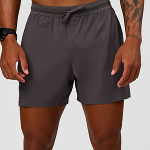 Shorts pour hommes gris uni, écologiques, respirants, à séchage rapide, avec cordon de serrage, décontractés, pour l'entraînement, la course à pied, le fitness, le sport - Product Image 4