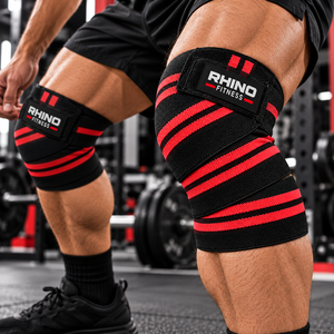 RHINO FITNESS Orthopedic Knee Wraps Stabilizer Swelling Relief <b>Nylon</b> Breathable Leg Support with <b>Hook</b> Loop Strap Unisex - Product Image 3