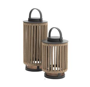 Lanterne en métal et corde de qualité supérieure, porte-bougie décoratif fait main, rustique, pour intérieur et extérieur, accent de table - Product Image 1