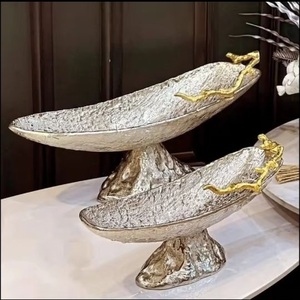 Luxury <b>Hand</b>-<b>Cast</b> Metal Pedestal Bowl Hammered Bark Texture Fruit Dish with Gold Branch Handle Decorative Centerpiece Living Room - Product Image 4