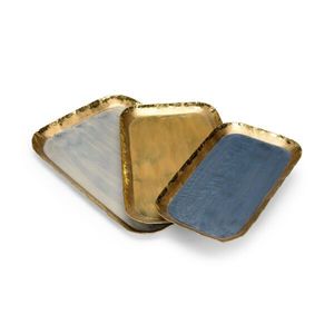 Plateau de service rectangulaire de luxe en aluminium et acier, écologique, avec poignées, design décoratif minimaliste, emballage individuel - Product Image 2