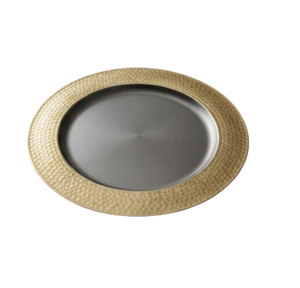 Assiettes en métal avec bordure dorée de couleur personnalisée, assiettes de présentation pour la maison, les cafés et les cantines à bas prix - Product Image 5