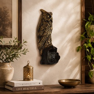 Sculpture murale en métal SHUBHAM en forme de hibou, imitation antique, décoration animale pour jardin et maison - Product Image 4
