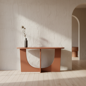 TABLE DE CONSOLE / TABLE D'APPUI en bois d'hévéa durable et placage de chêne MDF pour salle à manger et restaurant, décoration intérieure, couleur marron - Product Image 2