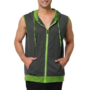 Men Custom Street Style <b>Sleeveless</b> Zipper <b>Hoodie</b> Lightweight Breathable Quick Dry Gym Workout Tank Top for Fitness Bodybuilding - Product Image 4