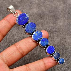 Collier pendentif en argent sterling 925 Lapis Lazuli, bijoux faits à la main, pierre bleue naturelle, collier pour femme, cadeau - Product Image 1