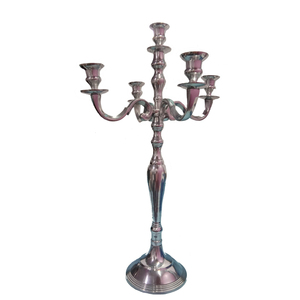 Élégant chandelier en métal argenté à 3 bras, style vintage, pour bougies coniques, idéal pour mariage, décoration intérieure, centre de table. - Product Image 4