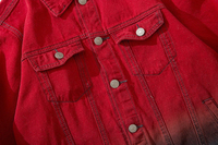 Veste en jean unisexe rouge vintage Y2K, coupe ample, grande taille, style hip-hop, avec boutons, imprimé paisley rayé, patchwork, formelle, toute nouvelle