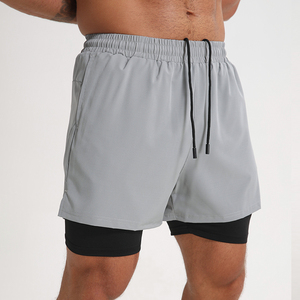 QUBA FASHION OEM – Nouveauté : Short de sport gris pour homme, séchage rapide, imperméable, taille haute avec cordon de serrage, poches, couleur unie, en Spandex - Product Image 3
