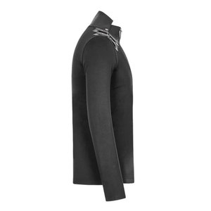 <b>Men's</b> Gothic Longsleeve Shirt Slim Fit T-Shirt with Faux Leather Stand-up Collar and D-Ring Shoulder Straps - Product Image 3