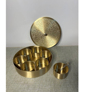 Best Quality Brass Spice <b>Box</b> at Affordable Price With Lid And Cups Hammered Finish Brass spice <b>Box</b> - Product Image 3