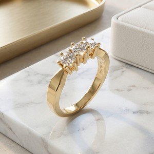 0.70CTW Three <b>Stone</b> Round Solitaire Prong set Diamond Ring - Product Image 3