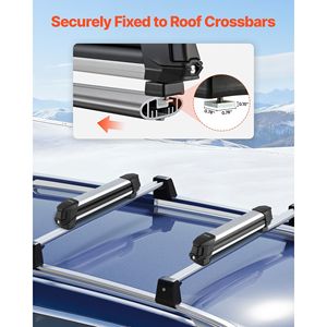 Portaesquís y Porta Tablas de Snowboard para Techo de Auto, 4 Esquís y 2 Tablas de Snowboard, Aluminio Universal con Cerradura - Product Image 3