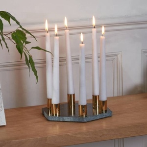 Hexagon Metal <b>Candle</b> <b>Stand</b> With Gold Accents White Taper <b>Candles</b> Home Decoration Centerpiece - Product Image 1