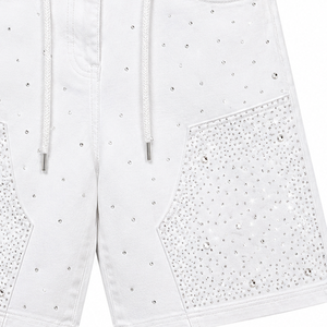 Short en jean personnalisé avec strass, haute qualité, nouveau style vintage tendance, tenue d'été unisexe, confort optimal - Product Image 3