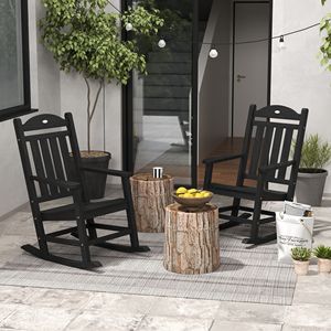 Sedia a dondolo da giardino Rocking Harmony nera in HDPE con braccioli, leggera, in resina plastica, pieghevole, per uso ristorante - Product Image 2