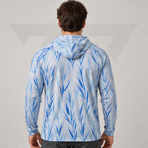 OEM Custom Sublimated Fishing Hoodie Long Sleeve Hooded Fishing Shirt Sun Protection UPF 50 Unisex <b>Feather</b> Print - Product Image 4