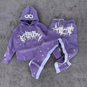 Conjunto de Sudadera Deportiva para Hombre, Estampada, Lavado Ácido, Ajustada, Moderna, de Manga Larga, Fibra de Poliéster, Ropa Casual para Primavera y Otoño - Product Image 2