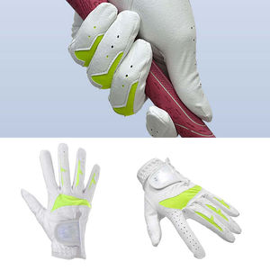 Gants de golf blancs DARIB IMPEX, vert néon, respirants, en cuir véritable, à doigts complets, pour hommes, fermeture à tirette, spéciaux - Product Image 6