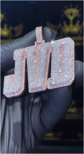 Pendentif Lettre Personnalisé Style Hip Hop Haut de Gamme en Argent 925 Sertie de Diamants Ronds VVS Moissanite pour Homme - Product Image 3