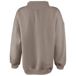 Sweat-shirt pour femme taupe à col montant, coupe ample avec épaules tombantes et poignets froncés pour un style streetwear décontracté - Product Image 3