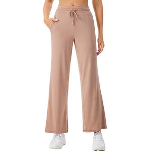 Jogging de fitness pour femme taille haute en toile écologique, coupe ample, respirant, séchage rapide, jambe large, fermeture boutonnée - Product Image 5