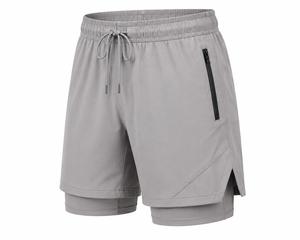 Shorts Bermuda Gris en Polyester pour Homme, Taille Mi-Haute, Cordon de Serrage, Séchage Rapide, Écologique, Imperméable, Style Sportif avec Poche Zippée - Product Image 1