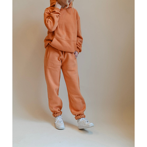 Conjunto Deportivo de Algodón Naranja para Hombre, Sudadera con Capucha y Pantalones Largos, Corte Regular, Color Sólido, Informal, Resistente al Viento para Invierno - Product Image 4