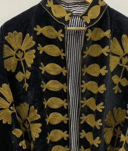 <b>Velvet</b> Suzani Bomber <b>Jacket</b> Reversible Hand Embroidered Boho Vintage Short Autumn Cotton <b>Velvet</b> Ethnic Wear Floral Pattern Women - Product Image 4