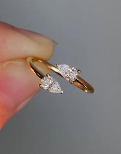Luxury <b>twin</b> pear cut open bypass diamond ring modern engagement bridal anniversary fine jewelry collection design - Product Image 5