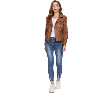 Vêtements d'hiver, veste en cuir respirante et coupe-vent pour femmes, couleur marron, best-seller, logo personnalisé, prix de gros d'usine - Product Image 2