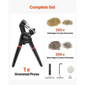 500 PCS Kit de ojales de metal dorado y plateado de 1/2 pulgadas para manualidades de cuero - Product Image 3