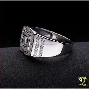 Bague carrée classique sertie de pierres, en argent sterling 925, moissanite, bijoux de mode pour homme - Product Image 3