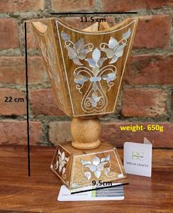 Brûle-encens en bois de séquoia naturel durable avec incrustation de nacre, motif religieux arabe, coffret cadeau de luxe, collection Rêve Printemps Automne - Product Image 3