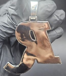 Colgante de Lujo Personalizado con Iniciales/Letras de Moissanita VVS Totalmente Cubierta de Piedras, Certificado, Estilo Hip Hop, Plata 925, Regalo para Raperos - Product Image 4