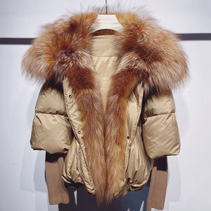 Veste en cuir vintage à garniture en fourrure de renard de haute qualité pour femmes, nouvelle mode, veste en polyester à effet bulles - Product Image 3