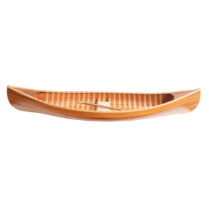 Canoa Artesanal de Cedro Rojo con Asiento Individual, Bote de Remo de Fibra de Vidrio con Proa Curva para Exhibición - 301Lx66.7Wx40.65H cm - Product Image 2