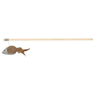 Jouet interactif pour animaux de compagnie en bois et jute de 50 cm avec plumes pour souris - Product Image 1