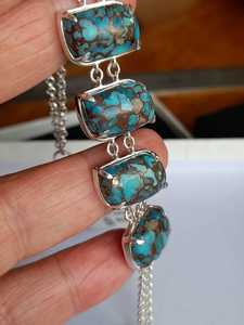 Pulsera de Plata de Ley con Turquesa, Joyería Hecha a Mano con Piedras Preciosas, Diseño Elegante para Mujer, Venta al Por Mayor para Exportación - Product Image 3