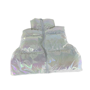 Chaleco Acolchado para Mujer con Cuello Alto, Cierre de Cremallera, Bordado, Forro de Piel, Color Sólido, Ropa Exterior Informal, Corto, Impermeable, OEM ODM - Product Image 1