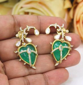 Adorables Pendientes de Gota Kundan de Moissanita Chapados en Oro de Latón de Primera Calidad para Mujeres y Niñas, Ideales para Bodas, Eventos Nocturnos y Fiestas - Product Image 4