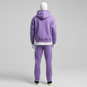 Sudadera con capucha de alta calidad para hombre, de felpa, de invierno, personalizada, de 2 piezas, 100% algodón, gruesa, transpirable, talla grande, estilo urbano, con cremallera completa - Product Image 4