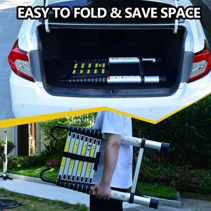 8.5FT Telescopic <b>Aluminum</b> Alloy <b>Ladder</b> Multi-Purpose Folding with Triangular Support Hooks for Various Uses - Product Image 4