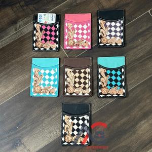 กระเป๋าใส่บัตรเครดิตหนังแท้ลายตารางสไตล์ตะวันตก  ดีไซน์บางเฉียบทันสมัยสำหรับผู้หญิง มีหลายสีให้เลือก - Product Image 1